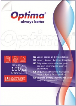 Etichete albe autoadezive  56/A4, 52,5 x 21,2 mm, 100 coli/top, Optima