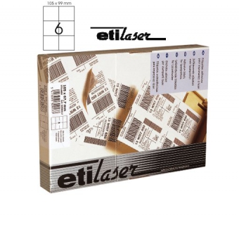 Etichete autoadezive   6/A4, 105 x 99 mm, 200 coli/top, ETILASER - albe