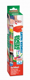 Tempera lavabila, pentru pictura cu mana,  5 culori x 40ml/set, ALPINO Finger Paint
