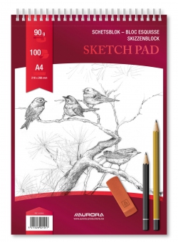Bloc desen cu spirala, A4, 100 file - 90g/mp, pentru schite creion, AURORA Esquisse