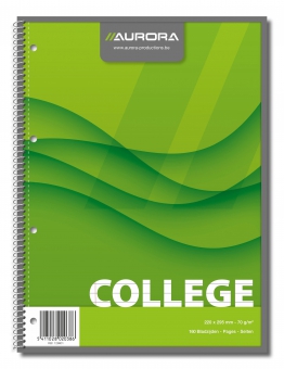 Caiet cu spirala, A4, 80 file - 70g/mp, 4 perforatii, coperti carton, AURORA College - dictando