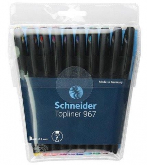 Liner SCHNEIDER  967, varf fetru 0.4mm, 10 culori/set - (N, R, A, V, Vi, Roz, G, P, M, Bleu)