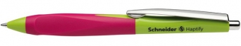 Pix SCHNEIDER Haptify, rubber grip, clema metalica, corp verde deschis/roz - scriere albastra