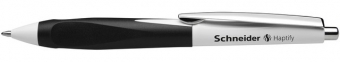 Pix SCHNEIDER Haptify, rubber grip, clema metalica, corp alb/negru - scriere albastra