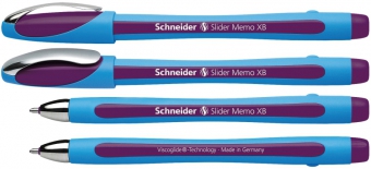 Pix SCHNEIDER Slider Memo XB, rubber grip, accesorii metalice - scriere violet