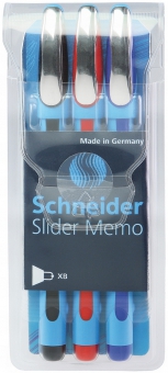 Pix SCHNEIDER Slider Memo XB, rubber grip, accesorii metalice, 3 culori/set - (N, R, A)