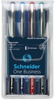 Roller cu cerneala SCHNEIDER One Business, ball point 0.6mm, 4 culori/set - (N,R,A,V)