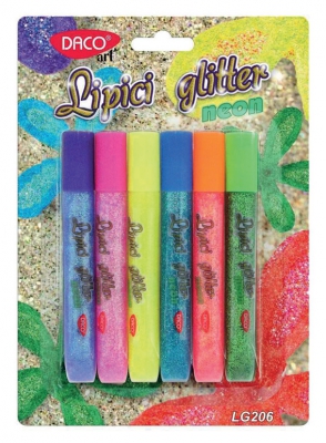 Lipici glitter neon 6/set DACO