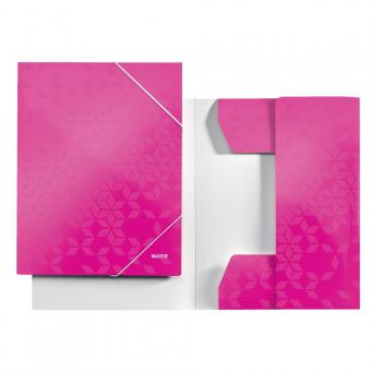 Mapa cu elastic Leitz WOW, carton laminat, A4, 250 coli, roz