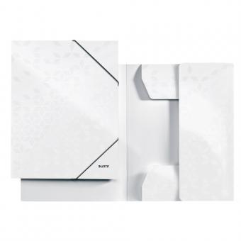 Mapa cu elastic Leitz WOW, carton laminat, A4, 250 coli, alb