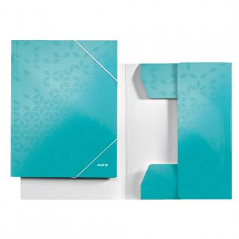 Mapa cu elastic Leitz WOW, carton laminat, A4, 250 coli, turcoaz
