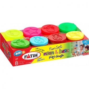 Plastilina usoara basic + neon 8x50g FATIH