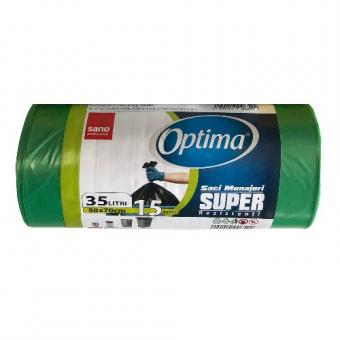 Saci menaj 35L, 15 buc, 50*70 Sano Optima Super verzi