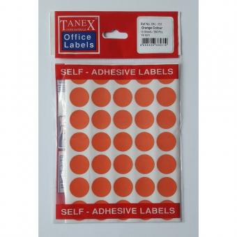 Etichete autoadezive color, D19 mm, 350 buc/set, Tanex -orange
