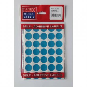 Etichete autoadezive color, D19 mm, 350 buc/set, Tanex -albastru