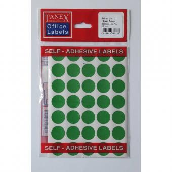 Etichete autoadezive color, D19 mm, 350 buc/set, Tanex -verde