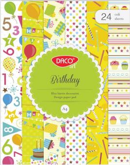 Hartie decorativa A4 24 coli Birthday DACO, HR932