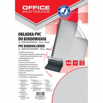 Coperta plastic PVC, 200 microni, A4, 100/top Office Products - fumuriu transparent