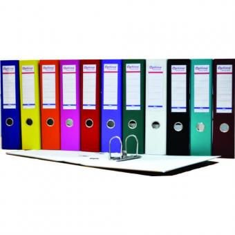 Biblioraft A4, plastifiat PP/paper, margine metalica, 50 mm, Optima Basic - diverse culori