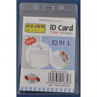 Buzunar PVC, pentru ID carduri, 128 x 91 mm, vertical, 10 buc/set, KEJEA - cristal