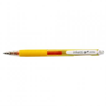 Pix cu gel PENAC Inketti, rubber grip, 0.5mm, corp galben transparent - scriere galbena