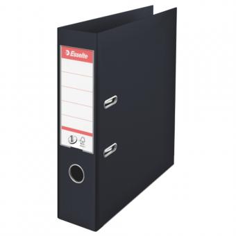 Biblioraft ESSELTE No. 1 Power, A4, plastifiat PP/PP, margine metalica, 75 mm - Vivida negru