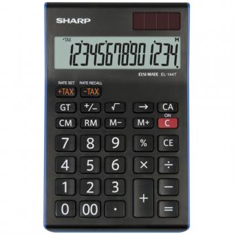 Calculator de birou, 14 digits, 155 x 97 x 12 mm, dual power, SHARP EL-144TBL - negru