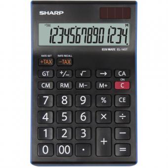 Calculator de birou, 14 digits, 176 x 112 x 13 mm, dual power, SHARP EL-145TBL - negru