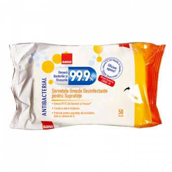Șervețele dezinfectante antibacteriene Sano 99%