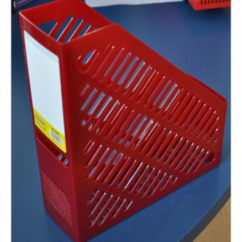 Suport plastic vertical pentru catalog, 75mm, KEJEA - rosu