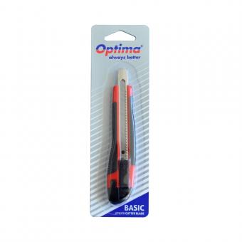 Cutter basic Optima, lama 9mm SK7, sina metalica, ABS cu rubber grip