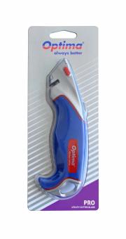 Cutter profesional Optima, lama trapezoidala + 2 rezerve SK5, aluminiu cu rubber grip