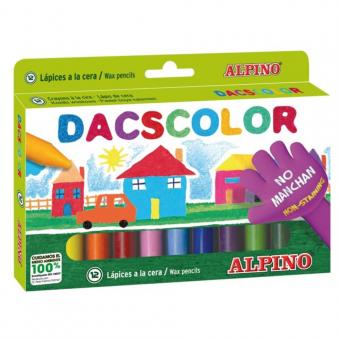 Creioane cerate semi-soft, cutie carton, 12 culori/cutie, ALPINO DacsColor