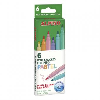 Carioca lavabila, 6 culori/cutie, ALPINO Standard - culori pastel