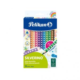 CREIOANE COLOR SILVERINO LACUITE, SET 12 CULORI, SECTIUNE TRIUNGHIULARA, GROASE