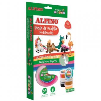 Kit 6 culori x 40gr. plastelina magica, ALPINO Magic Dough - Fantasy Animals
