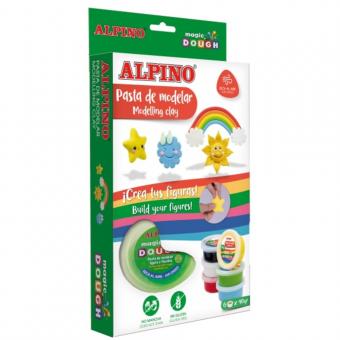 Kit 6 culori x 40gr. plastelina magica, ALPINO Magic Dough - Day & Night
