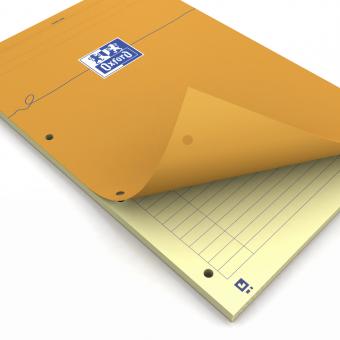Blocnotes A4+, OXFORD Orange, 80 file galben - 80g/mp, Scribzee, 4 perf, coperta carton - dictando