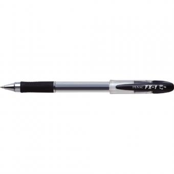Pix cu gel PENAC FX-1, rubber grip, 0.7mm, con metalic, corp transparent - scriere neagra