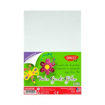 Hartie gumata autoadeziva glitter 10 coli, DACO, HG420W