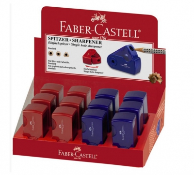 Ascutitoare plastic simpla sleeve-mini rosie/albastra Faber-Castell
