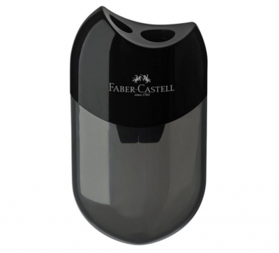 Ascutitoare plastic dubla cu container neagra Faber-Castell