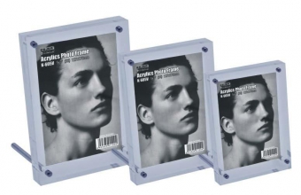 Display acrilic cu magneti, cu sprijin, pentru fotografii, (102 x 153mm)-portrait, KEJEA-transparent