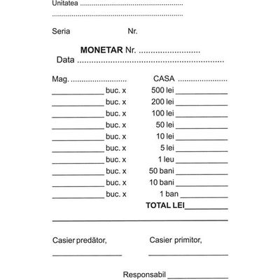 Monetar A6 autocopiativ