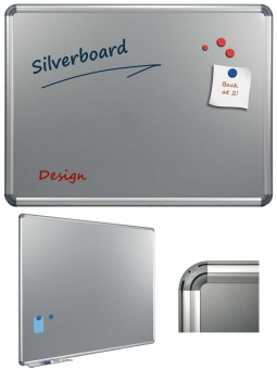 Tabla argintie magnetica 100 x 150 cm, profil aluminiu Design, SMIT
