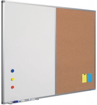 Tabla combi (whiteboard / textil albastru) 90 x 120 cm, profil aluminiu SL, SMIT