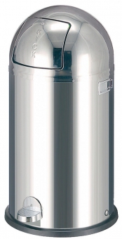 Cos metalic cu capac galvanizat, 40 litri, VEPA BINS Kickboy - stainless steel