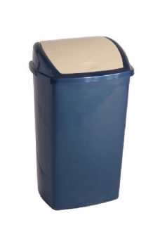 Cos din plastic pentru reziduuri, cu capac swing, 50 litri, VEPA BINS - albastru/capac crem