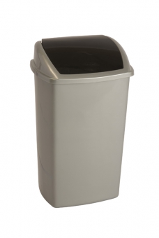 Cos din plastic pentru reziduuri, cu capac swing, 50 litri, VEPA BINS - gri/capac negru