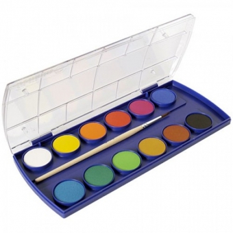 Acuarele 11 culori F355+ 1 pastila alba, pensula